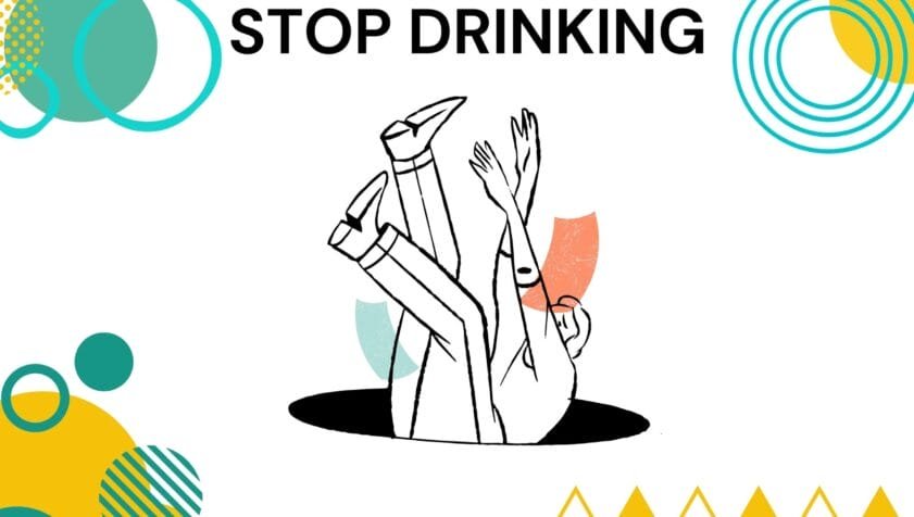Stop drinking hypnosis London. Cartoon image of a man falling into a hole.