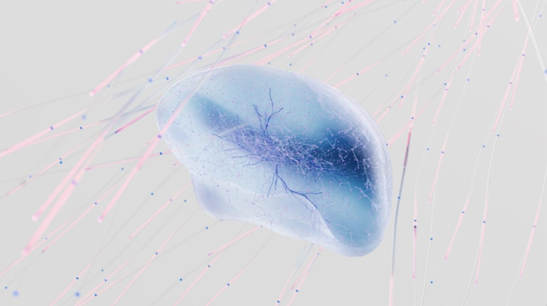 Image of a brain with scientific connections around it, cognitive hypnotherapy for anxiety with Rowenna Clifford